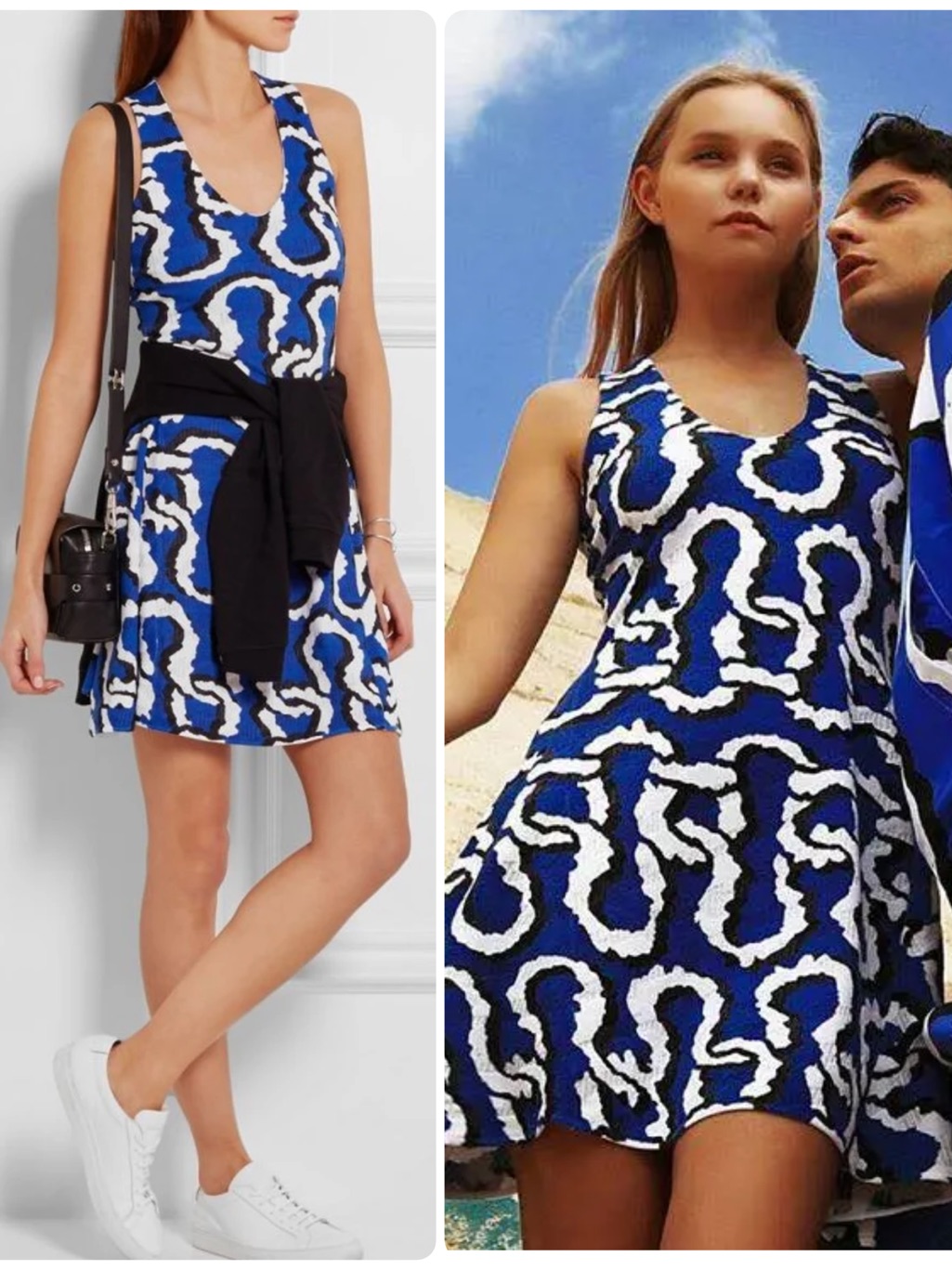 Kenzo Curvy Lin Viscose-Blend Abstract Print Flared Tank Mini Dress Nwt $560